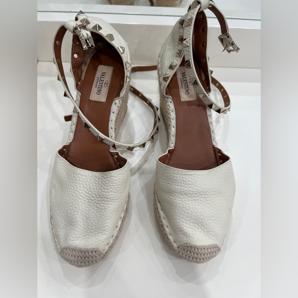 Valentino Women's Cream Studded Espadrilles